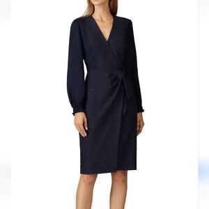 Tailored Rebecca Taylor Navy Cross Hatch Suiting Dress